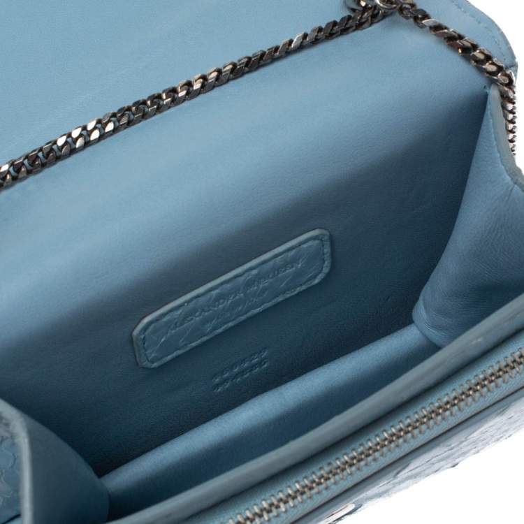 Pre Owned Alexander McQueen Powder Blue Python Mini Insignia Chain Bag