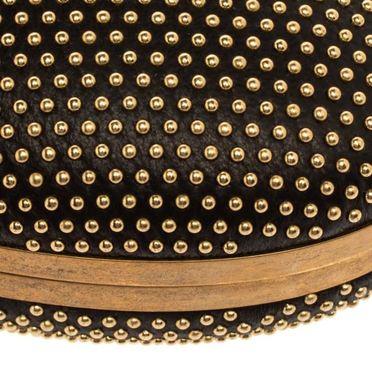 Pre Owned Alexander McQueen Black Leather Studded Knuckle Duster Clutch