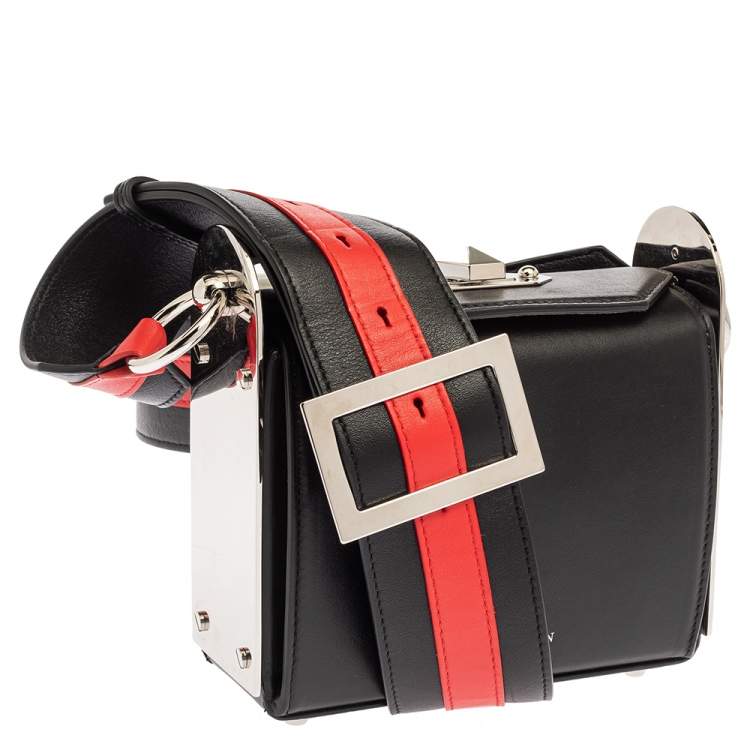 Pre Owned Alexander McQueen Black/Red Leather Box 16 Shoulder Bag