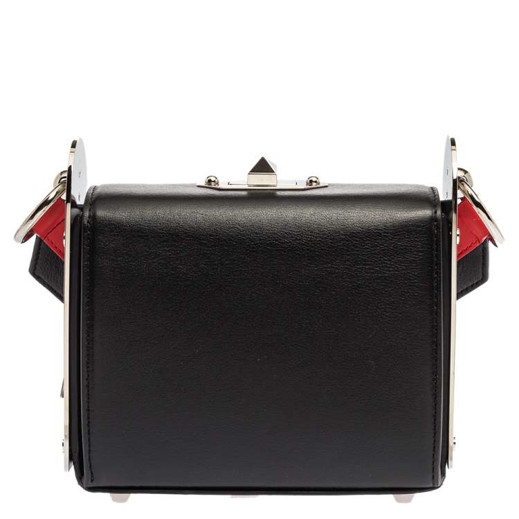 Pre Owned Alexander McQueen Black/Red Leather Box 16 Shoulder Bag