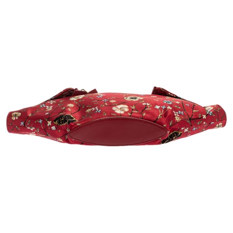 Pre Owned Alexander McQueen Multicolor Floral Print Satin and Leather Medium De Manta Clutch