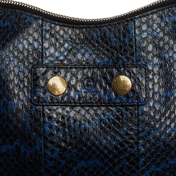 Pre Owned Alexander McQueen Blue Python Medium Faithful De Manta Clutch
