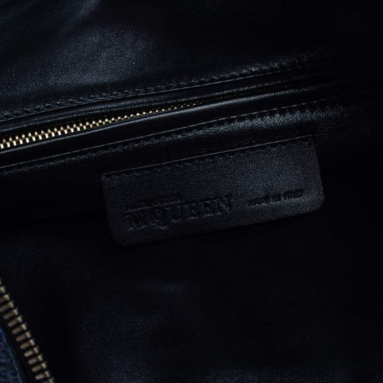 Pre Owned Alexander McQueen Blue Python Medium Faithful De Manta Clutch