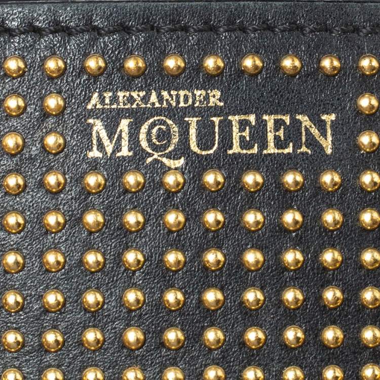 Pre Owned Alexander McQueen Black Leather Mini Studded Heroine Bag