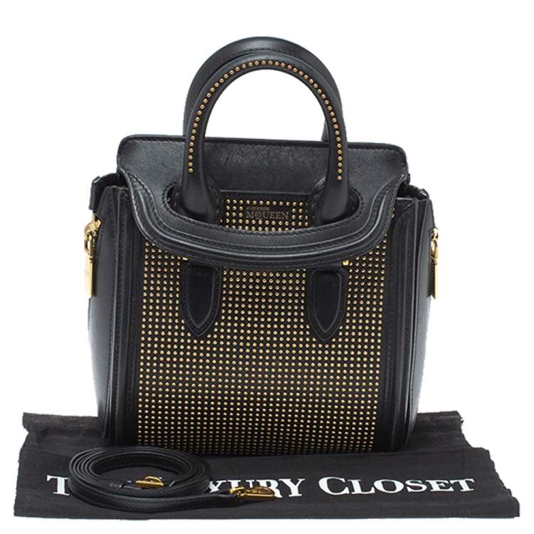 Pre Owned Alexander McQueen Black Leather Mini Studded Heroine Bag