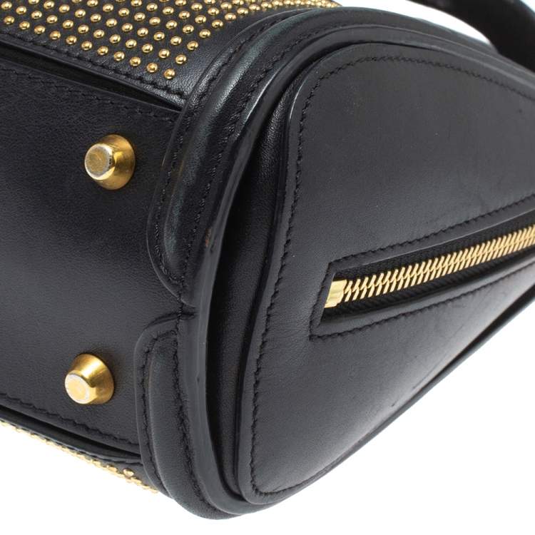 Pre Owned Alexander McQueen Black Leather Mini Studded Heroine Bag