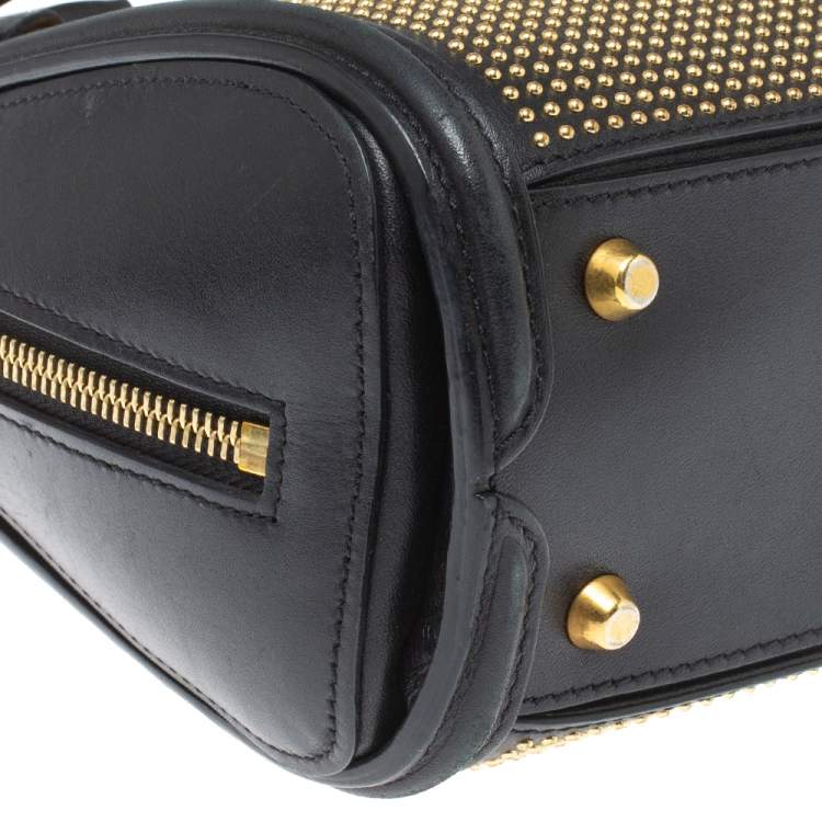 Pre Owned Alexander McQueen Black Leather Mini Studded Heroine Bag