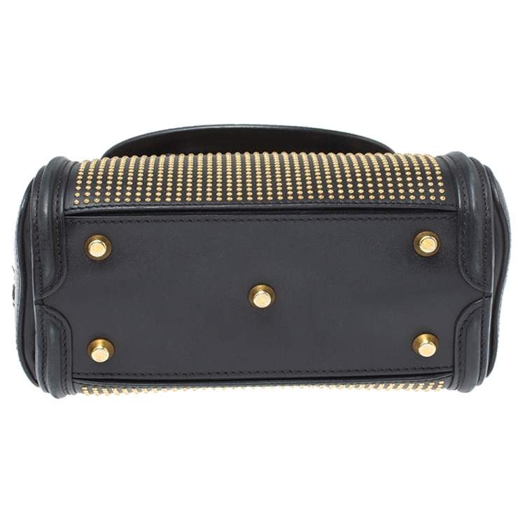 Pre Owned Alexander McQueen Black Leather Mini Studded Heroine Bag