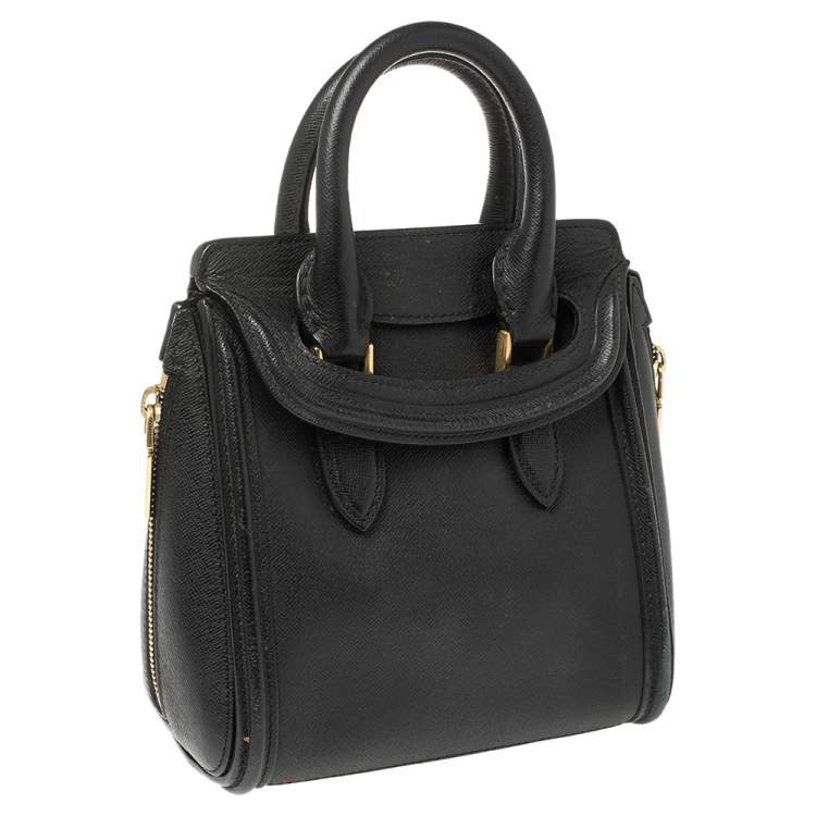 Pre Owned Alexander McQueen Black Leather Mini Heroine Bag