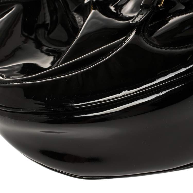 Pre Owned Alexander McQueen Black Patent Leather Clover Hobo