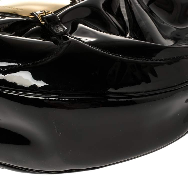 Pre Owned Alexander McQueen Black Patent Leather Clover Hobo