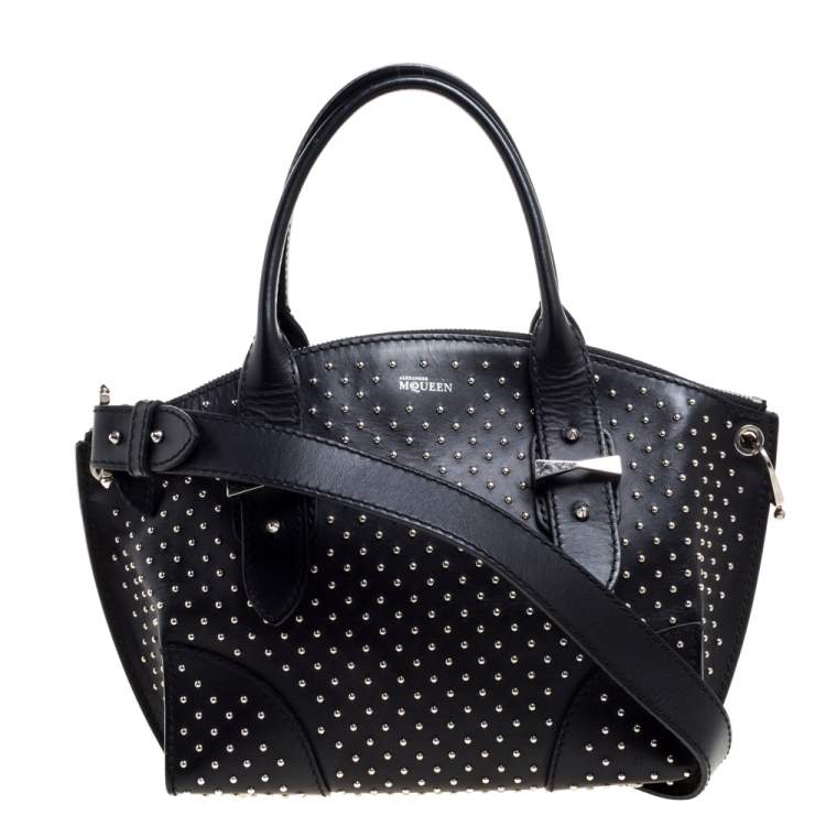 Pre Owned Alexander McQueen Black Leather Studded Legend Satchel