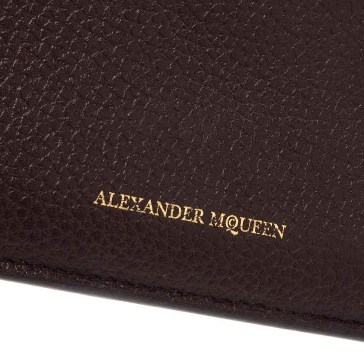 Pre Owned Alexander McQueen Burgundy Leather Zip Card Holder 