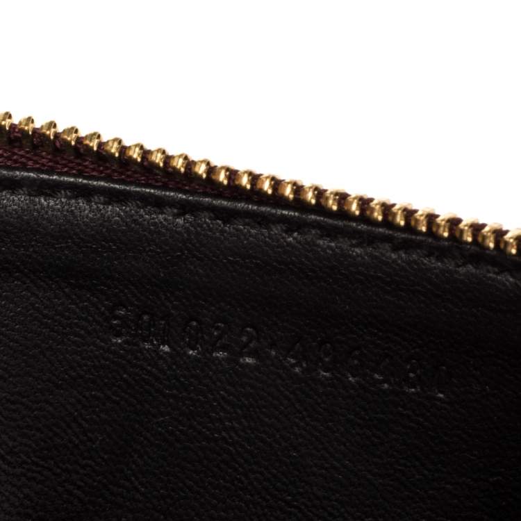 Pre Owned Alexander McQueen Burgundy Leather Zip Card Holder 