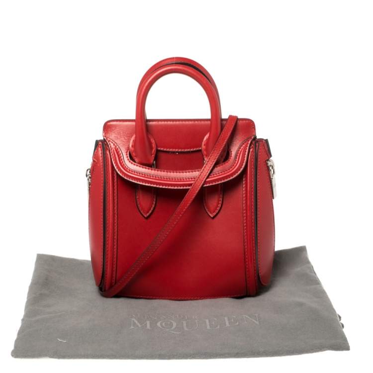 Pre Owned Alexander McQueen Red Leather Mini Heroine Bag