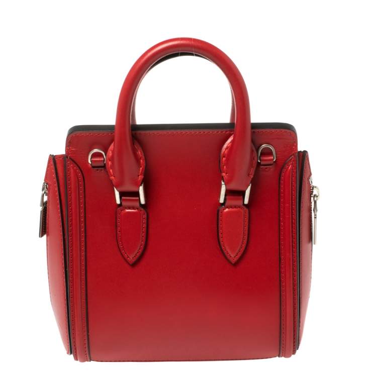 Pre Owned Alexander McQueen Red Leather Mini Heroine Bag