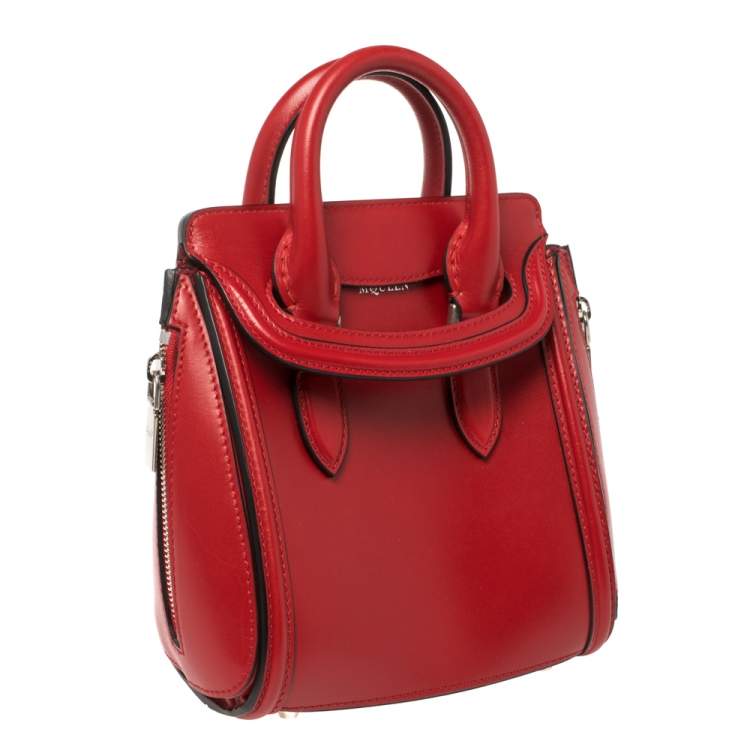 Pre Owned Alexander McQueen Red Leather Mini Heroine Bag