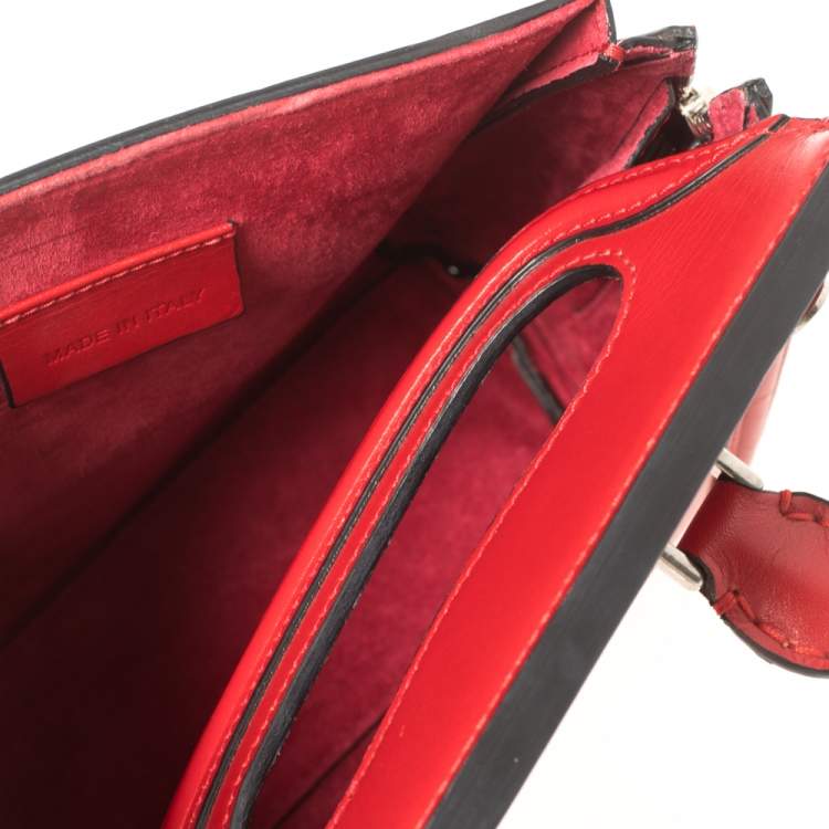 Pre Owned Alexander McQueen Red Leather Mini Heroine Bag