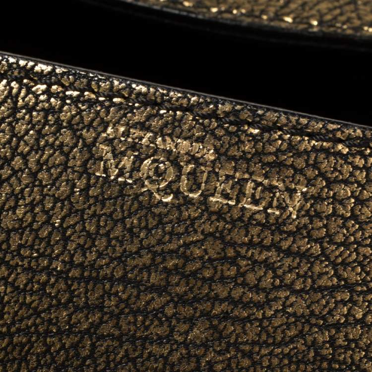 Pre Owned Alexander McQueen Metallic Gold Leather Mini Heroine Bag