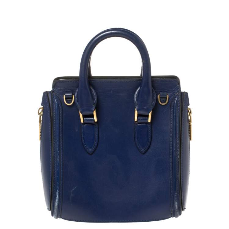 Pre Owned Alexander McQueen Blue Leather Mini Heroine Bag