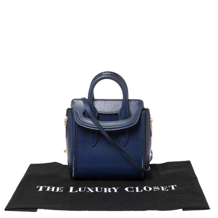 Pre Owned Alexander McQueen Blue Leather Mini Heroine Bag
