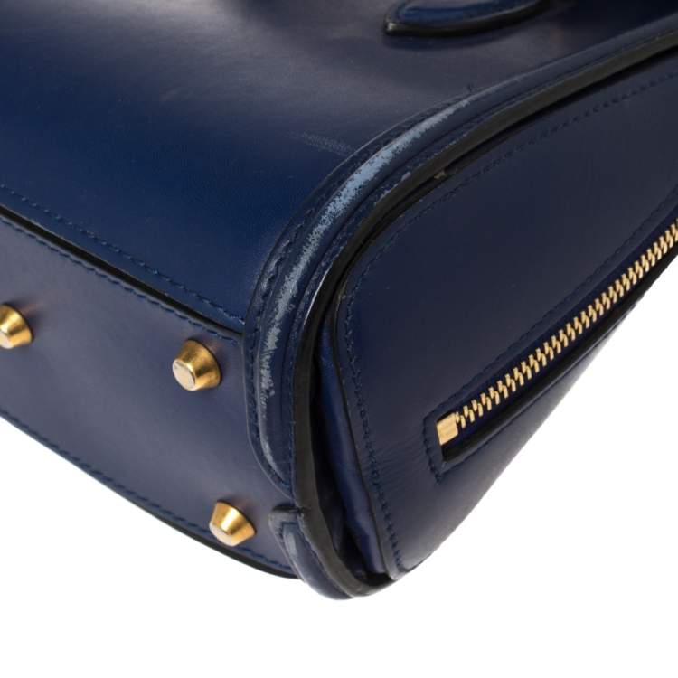 Pre Owned Alexander McQueen Blue Leather Mini Heroine Bag