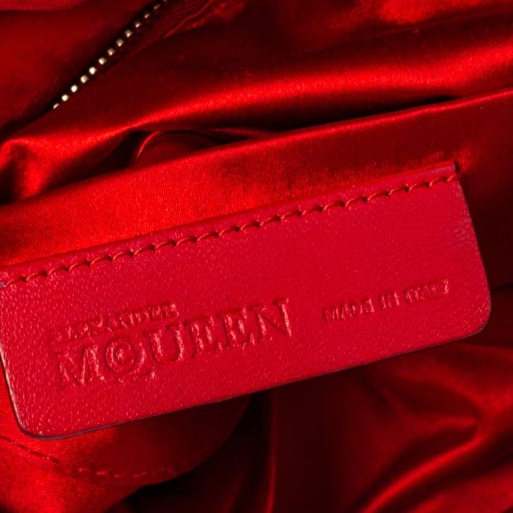 Pre Owned Alexander McQueen Red Velvet Flap Crossbody Bag