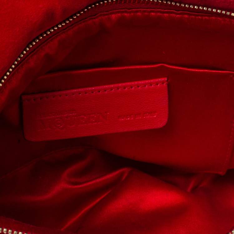 Pre Owned Alexander McQueen Red Velvet Flap Crossbody Bag