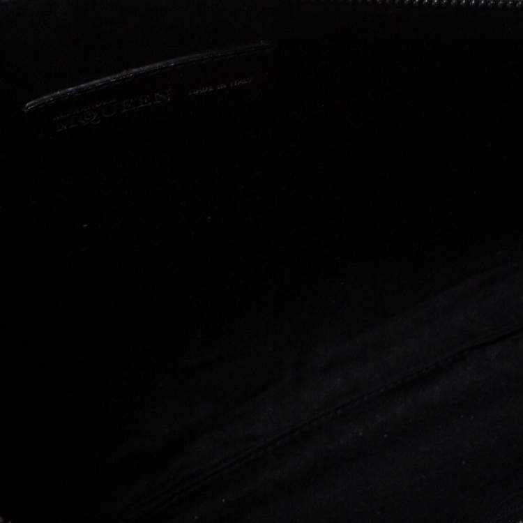 Pre Owned Alexander McQueen Black/Red Printed Nylon Zip Clutch