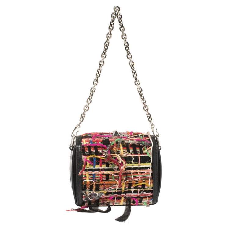 Pre Owned Alexander McQueen Multicolor Leather and Wool Box 16 Shoulder Bag