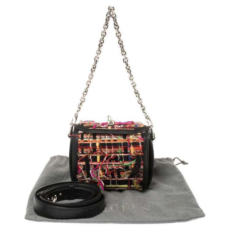 Pre Owned Alexander McQueen Multicolor Leather and Wool Box 16 Shoulder Bag