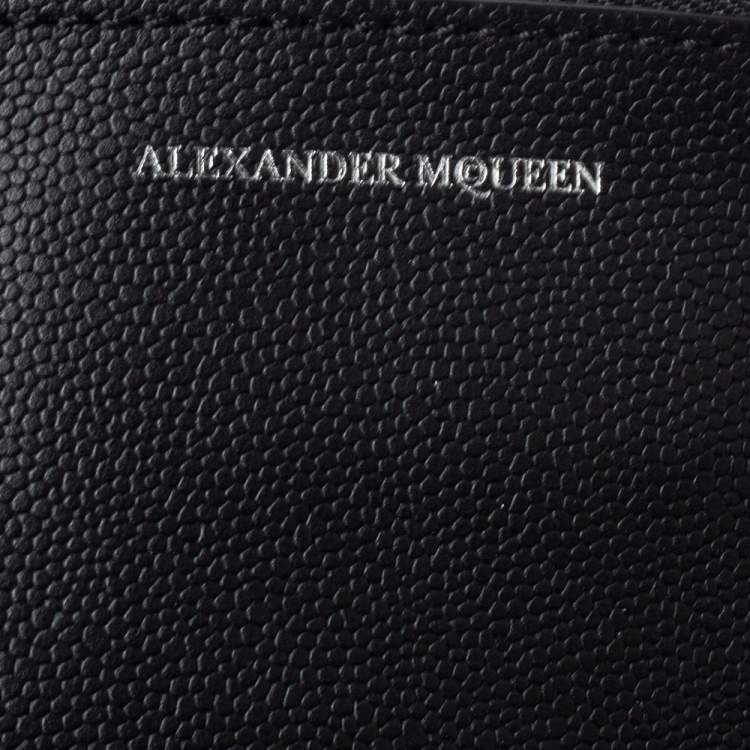 Pre Owned Alexander McQueen Black Floral Print Leather Shopper Tote
