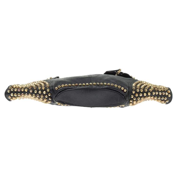 مملوكة مسبقًا Alexander McQueen Black Leather Studded De Manta Clutch