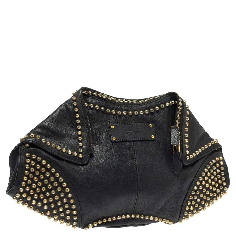 مملوكة مسبقًا Alexander McQueen Black Leather Studded De Manta Clutch