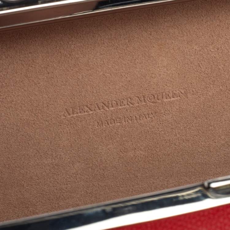 Pre Owned Alexander McQueen Multicolor Garden Embellished Leather Skull Knuckle Clutch
