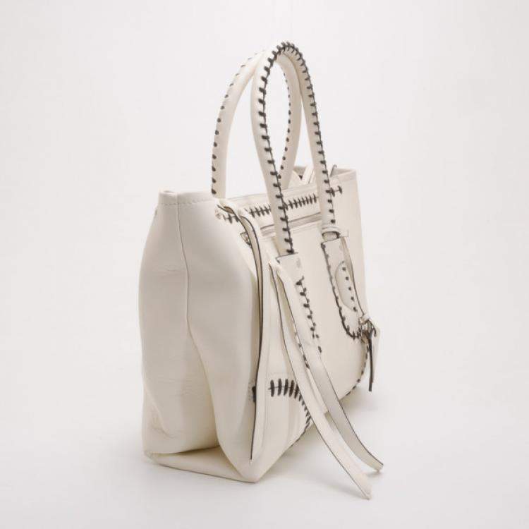 Pre Owned Alexander McQueen White Folkstitch Tote