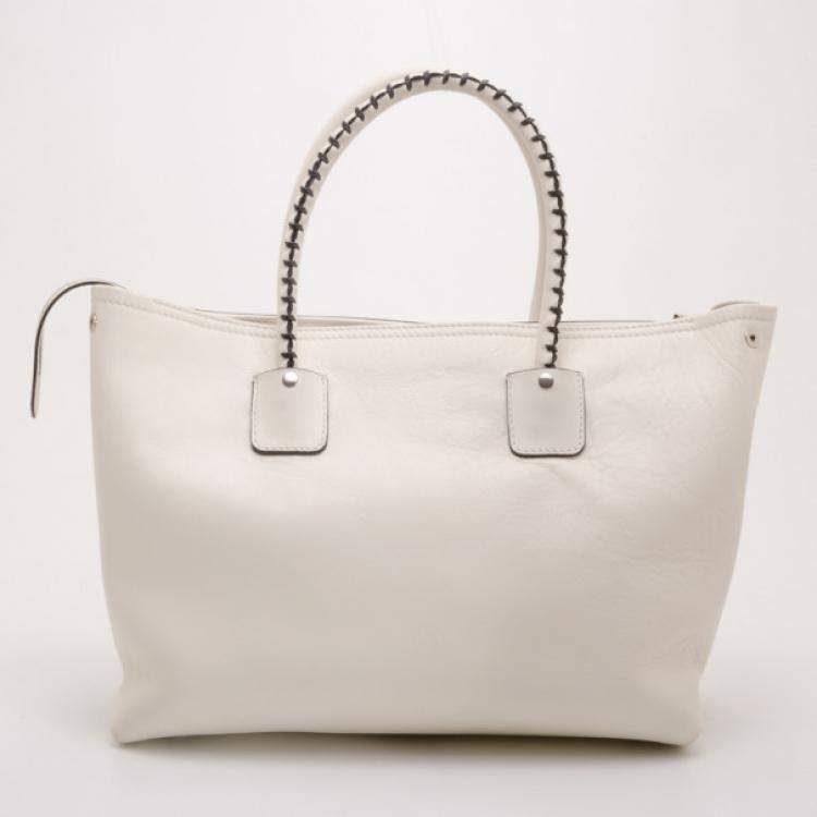 Pre Owned Alexander McQueen White Folkstitch Tote