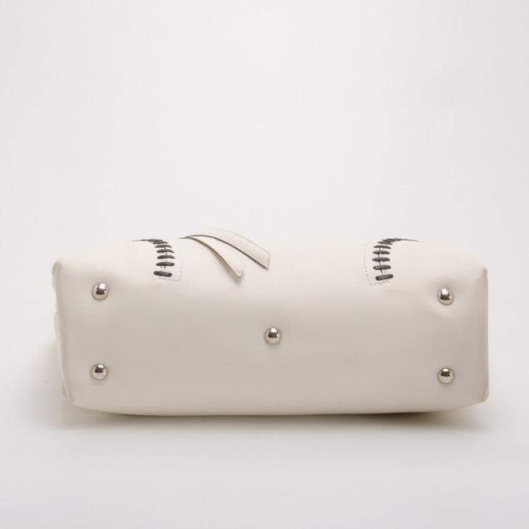 Pre Owned Alexander McQueen White Folkstitch Tote