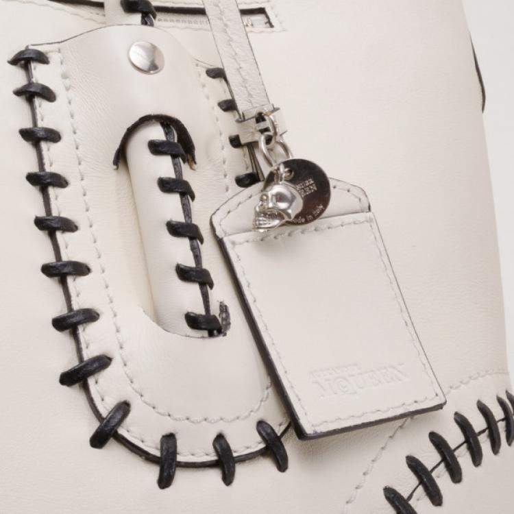 Pre Owned Alexander McQueen White Folkstitch Tote