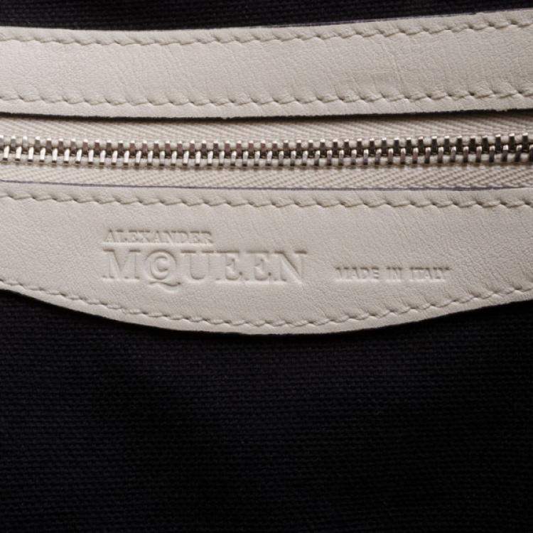 Pre Owned Alexander McQueen White Folkstitch Tote
