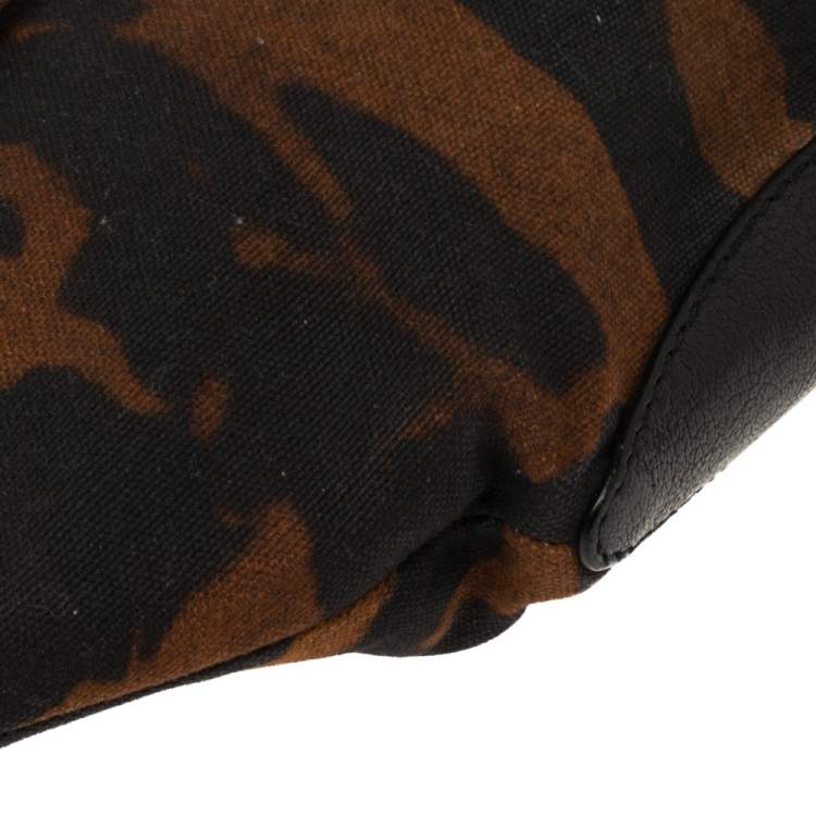 Pre Owned Alexander McQueen Black/Brown Leopard Print Canvas Medium De Manta Clutch