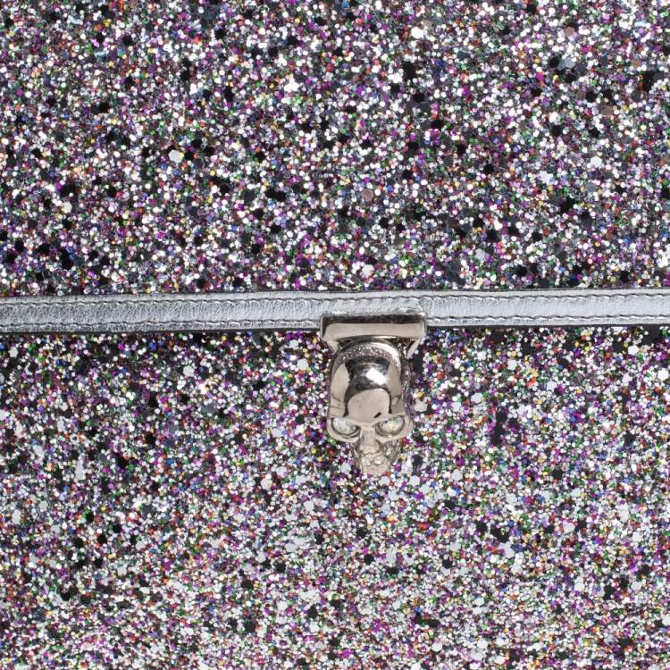 Pre Owned Alexander McQueen Multicolor Glitter and Leather Flap Clutch