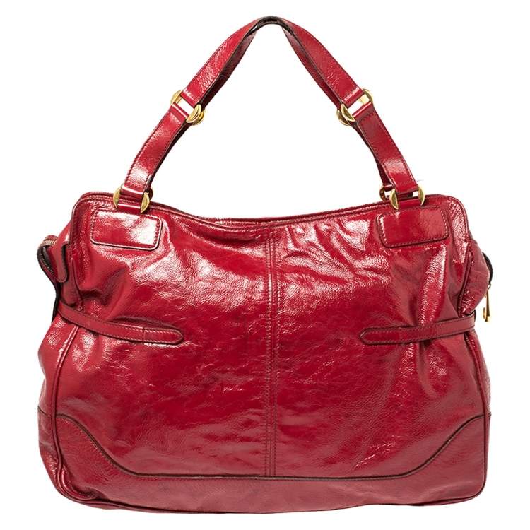 Pre Owned Alexander McQueen Red Patent Leather Satchel 