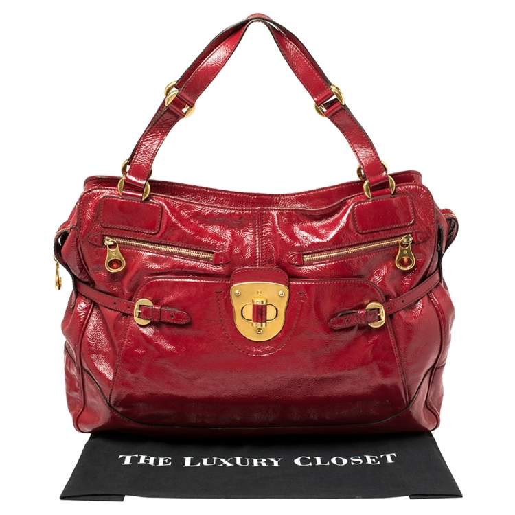 Pre Owned Alexander McQueen Red Patent Leather Satchel 