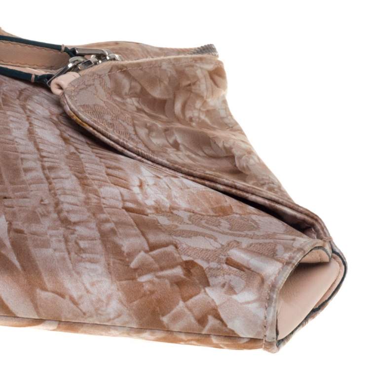 Pre Owned Alexander McQueen Multicolor Printed Satin and Leather Medium De Manta Clutch