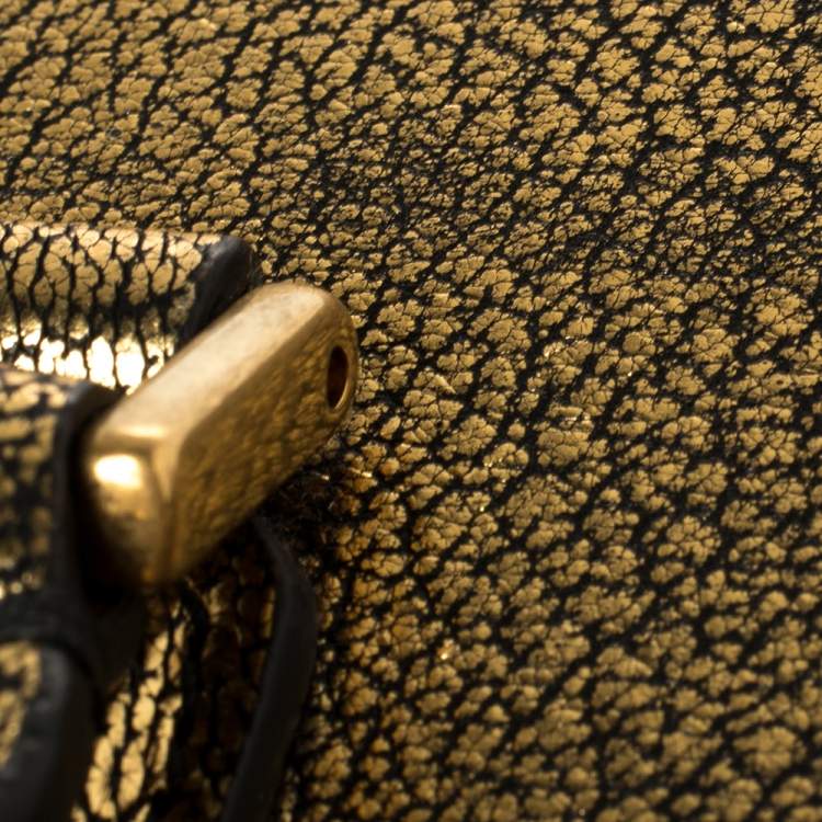 Pre Owned Alexander McQueen Metallic Gold Leather Mini Heroine Bag