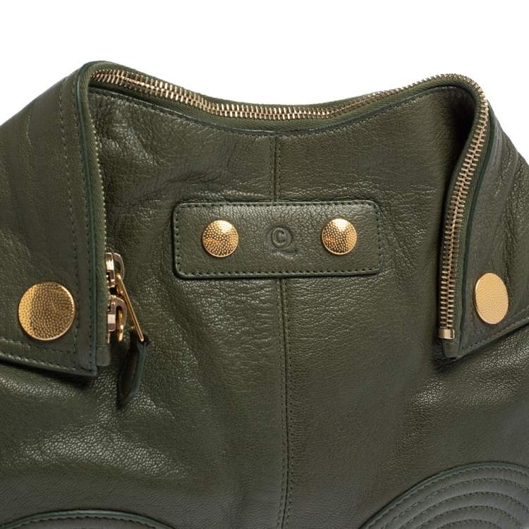 مملوكة مسبقًا Alexander McQueen Olive Green Leather Medium Faithful De Manta Clutch
