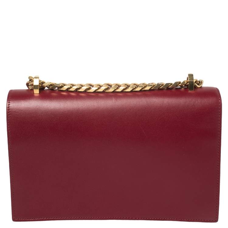 Pre Owned Alexander McQueen Bordeaux Leather Knuckle Duster Shoulder Bag