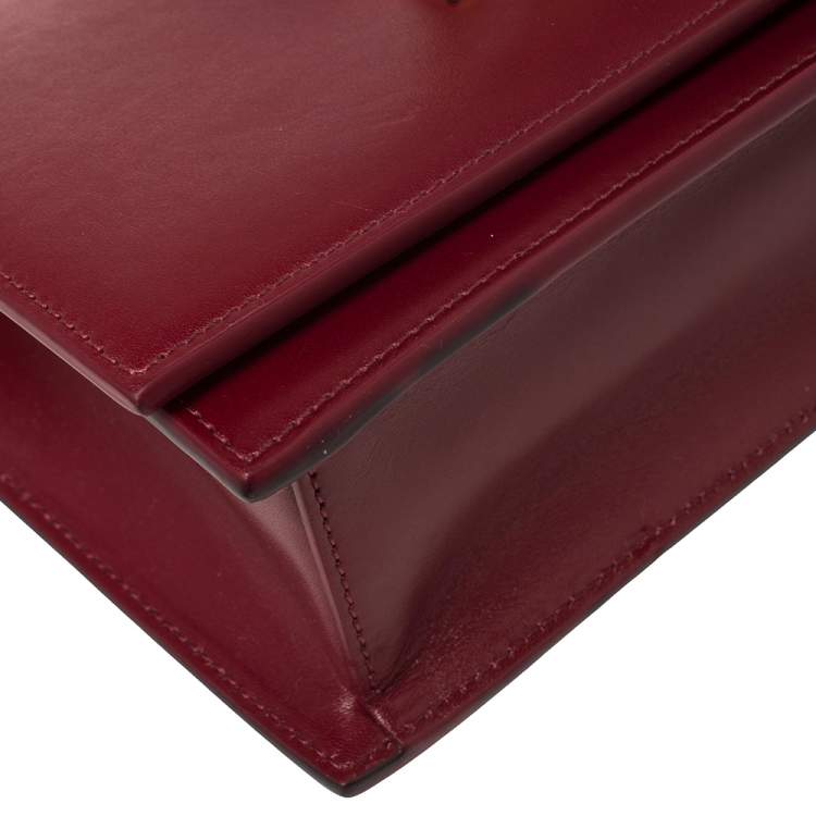 Pre Owned Alexander McQueen Bordeaux Leather Knuckle Duster Shoulder Bag