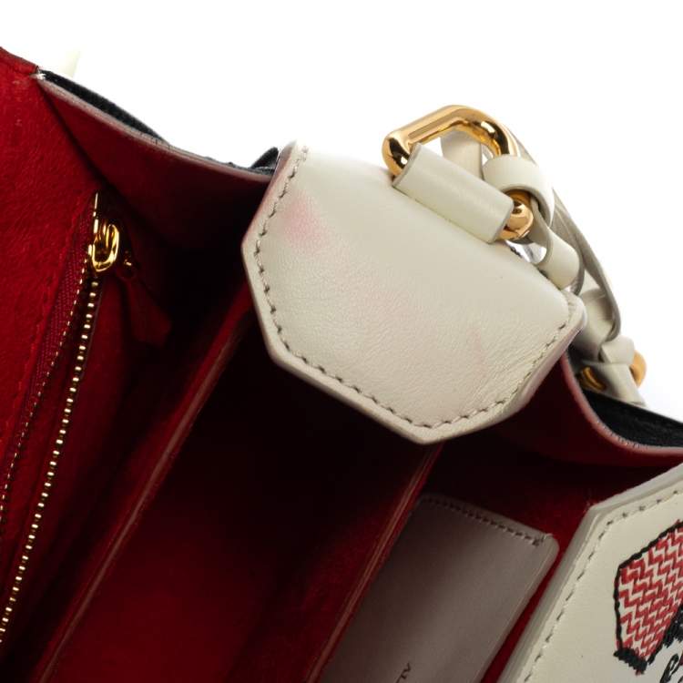 Pre Owned Alexander McQueen White Embroidered Leather Box 16 Crossbody Bag